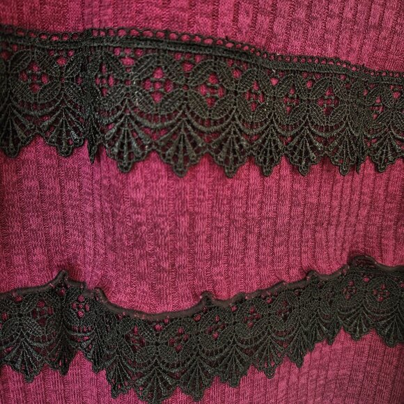 Whimsigoth Retro Purple Dress Ribbed Lace Witchy Whimsy Bohemian Goth Grunge XL - Picture 6 of 11